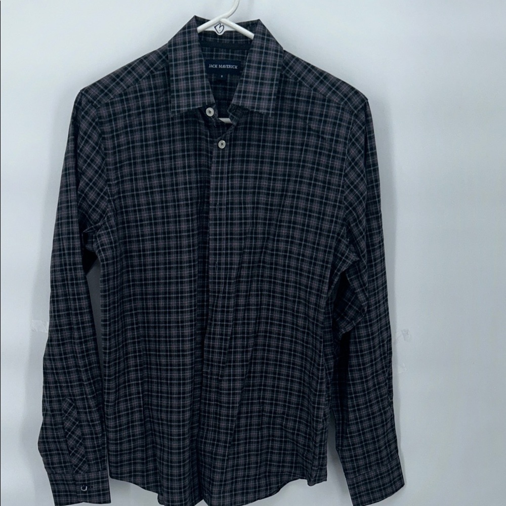Jack Maverick Slim Fit Plaid Button Down Shirt Gray Pink Men S